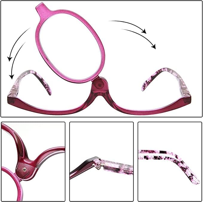 Jo 2 Опаковки Грим Въртящи Се Лещи На Очила За Четене Увеличителни Женски Козметични Очила За Грим