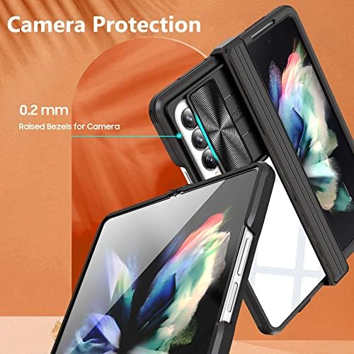 Asuwish Калъф за телефон Samsung Galaxy Z Fold 4 5G 2022 със Защита от Хлъзгане на Капака на Камерата Тънък Прозрачен Броня Аксесоари за Мобилни Телефони ZFold4 Z4 Fold4 4Z ZFold45G Жени, Момиче