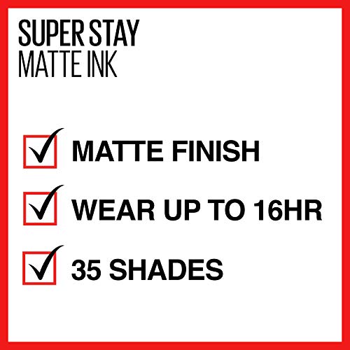 Течна червило на Maybelline Super Stay Matte Ink за грим, Стабилен, удароустойчив цвят, До 16 часа носене, Dreamer, Неутрален топъл розов, 1 брой