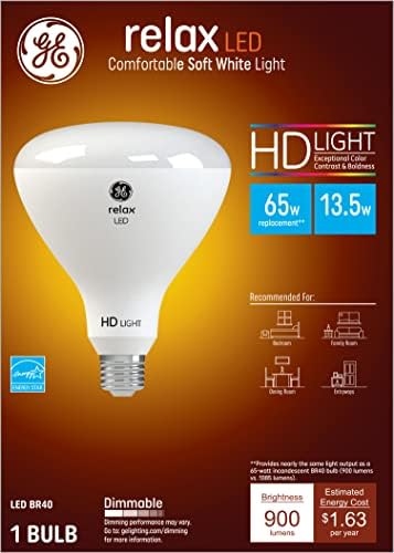 Led лампи за вътрешно осветление GE Relax, 10,5 W (еквивалент на 65 W) Нежно бял цвят, Средна база, с регулируема яркост (4 опаковки)