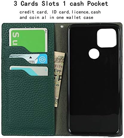 Чанта-портфейл Jaorty Pixel 4a 5G от естествена телешка кожа, за навиване на слушалките, Панти калъф-книжка с магнитна закопчалка, Отделение за карти, поставка, джобовете з?