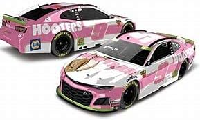 Чейс Елиът 9 Pink Hooter's Give A Hoot 2019 Хвърли под натиска на кола в мащаб 1/24 за екшън състезания Hood Излиза в Ограничен тираж...Метален