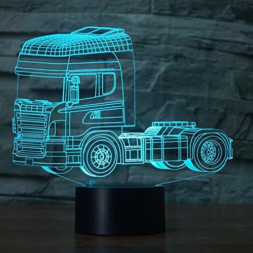 Jinnwell 3D Камион, Трактор, Автомобил, лека нощ, Илюзия, нощна светлина в 7 цвята, което променя Сензорен Прекъсвач, Настолни лампи за украса