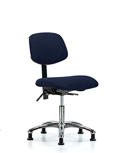 Стол за сядане LabTech LT41316 Текстилен Височина с Работно Бюро, Хромированное Основа, Подвижен, Тъмно син