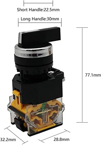 CNHKAU 22 мм Дръжка избор на Ротационен превключвател С моментално фиксиране 2NO 1NO1NC 2 и 3-Позиционен превключвател на захранване