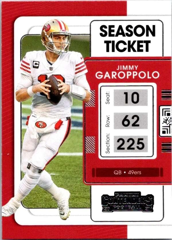 Сезонен билет Панини Contenders 2021 #88 Джими Гаропполо Сан Франциско 49ерс Футболна търговска картичка NFL