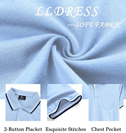 LLdress Мъжки Ежедневни Ризи Поло Летни Тактилни Тениски за Голф и Тенис С Къс ръкав