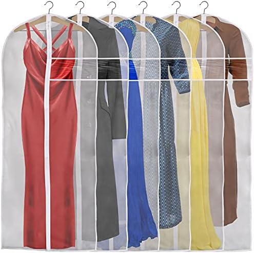 Чанта за дрехи KUVR - Прозрачни чанти за дрехи за окачване на дрехи – Калъфи за халати и дълги рокли за съхранение в гардероба - Пластмасови