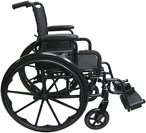 Сверхлегкая инвалидна количка Karman Healthcare 802-DY с тегло 30 килограма с Подвижна поставка за краката, черен на цвят, седалка 18