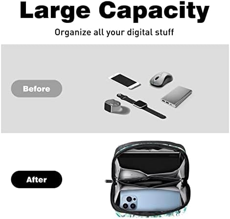 Преносим електронен органайзер за чанти, палмово дърво, бананови листа, пътен кабел, чанта за съхранение на твърди дискове, USB, SD-карта,