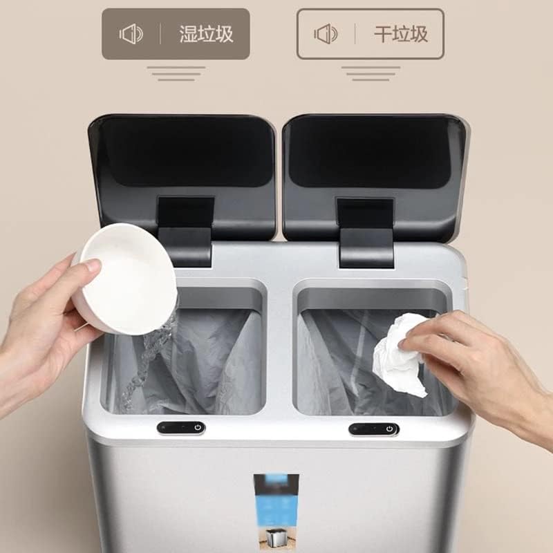Интелигентна Кухненско кофа за боклук EYHLKM, Двойна Голяма кофа за Боклук, за сух и влажен раздяла, Автоматично Съхранение в кухнята (Цвят: A, размер: One Size)