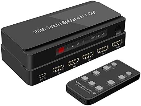 RuiPuo HDMI Switcher, 4X1 HDMI селектор 4 в 1 с функцията PIP и IR дистанционно дистанционно управление за Пожарна Stick, Xbox, PS3/4, Roku,