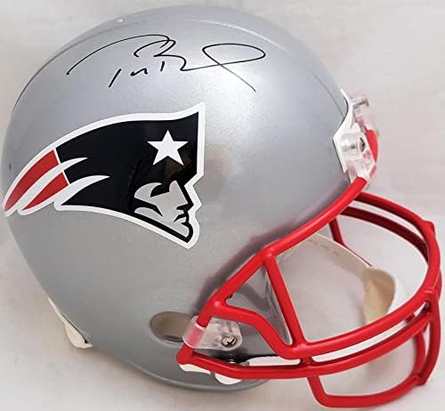 Том Брейди С Автограф на New England Patriots Сребърен пълен размер Каска-Реплика Tristar Holo #7714688 - Каски NFL с автограф