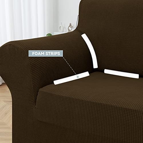 Калъфи за мека мебел LURKA Stretch - Нескользящий калъф за диван от ликра, мека, с еластична дъното за деца (Кафяв, голям)