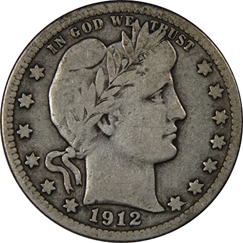 1912 Barber ' S Quarter F Fine 90% Сребро 25c Монета американски тип артикул: I240