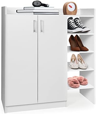 Шкаф за обувки Giantex, самостоятелен Органайзер за съхранение на обувки с 5-Позиционными Регулируеми Рафтове, 2-шкаф за съхранение с 5 Отворени