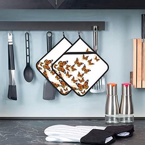 Кухненски ръкавици с Оранжева Папийонка за Кухненски Фурната Комплект от 2 теми, Които Могат да се Перат В машина, Топлоустойчиви