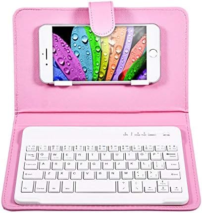 Калъф за клавиатура, Калъф за Носене от Изкуствена Кожа с Магнитно Сгъваща се Стойка за пътуване с Подвижни безжична Bluetooth клавиатура за смартфони, iOS / Android 4,5 -6,8