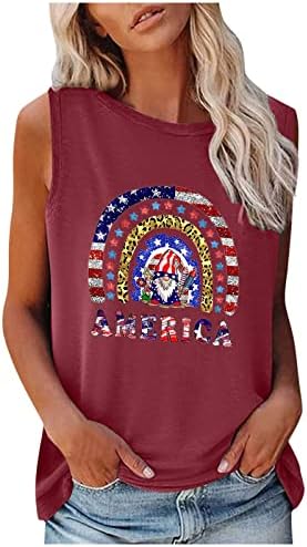 Американски Върховете на Бретелях за Жени, Патриотични тениска с Американския Флаг, Туники Без Ръкави, Потници Ден на Независимостта