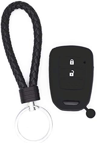 WFMJ Черен Силикон 2 Бутона Смарт Ключ, Чанта за Носене Верига за 2013 2014 Honda Accord, CR-V