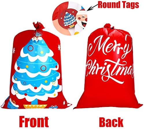 VEYLIN 1 бр. големи пластмасови Коледни подаръчни комплекти, коледни празнични пакети за опаковане на подаръци (56 инча) ...