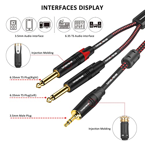 TIMEYES 3,5 мм-6,35 мм, Y-образен кабел-газа - от 1/8 инча до двойно аудиокабеля 1/4 TS Mono - от 3,5 мм 1/8 щепсела до 2x6,5 мм TS Штекерный разъемный кабел - от 1/4 инча до 3,5 мм Кабел-адаптер