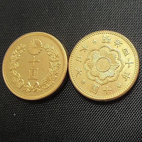 Японски Златни Монети по 10 Юана мортиг 40-Годишна Позлатен Копие на Възпоменателни монети
