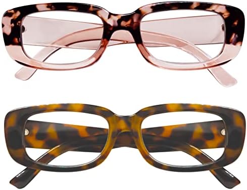 Mikra 2 опаковки Квадратни Очила за Четене в стила на Опра, Блокер Синя Светлина Компютърни Очила за Четене за Жени и Мъже
