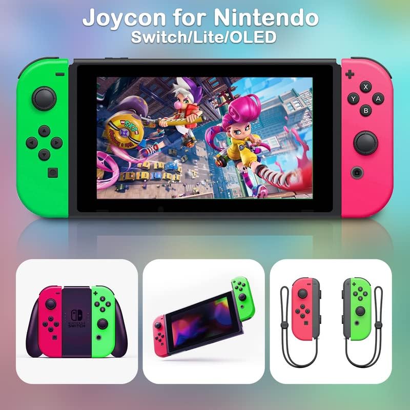 Преносими безжични контролери TOPAD L/R Joy Cons, съвместими с джойстици за Nintendo Switch/Switch Lite/OLED с двойна вибрация, поддържат