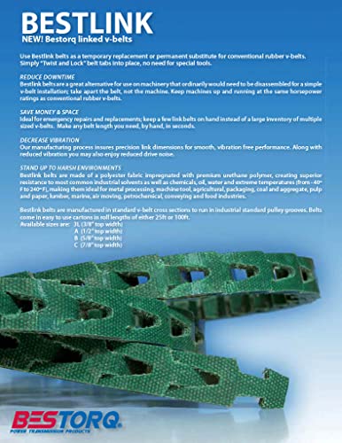 Клиновой каишка BESTORQ BESTLINK TLA-5 връзки, напречното сечение, Полиестер, Ширина 0,5 инча, дължина 5 см