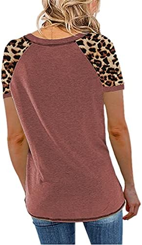 Женска тениска с кръгло деколте и къс ръкав Andongnywell с Леопардовым принтом, Шифоновая Риза, Лятна Риза, Блуза-Туника