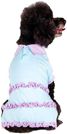 Памучно Рокля-поло за кучета Blueberry Пет с рюшами, Дължина на облегалката 14 инча, Опаковки от 1 облекла за кучета
