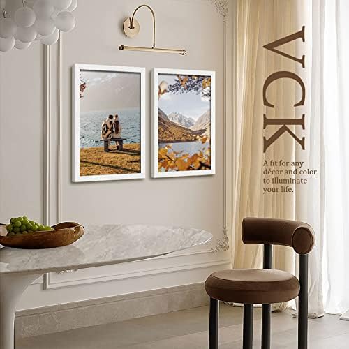 Комплект от 5 Рамки за плакати VCK 16x24, Рамка за снимки от Бял масив дърво, Текстурирани Изключителна Рамка на картина за Стената на Галерията