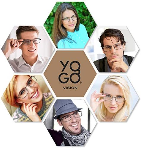 Yogo Vision Бифокални Очила За Четене, 2 Опаковки, Метални Очила за Четене с Пълна Рамки, Правоъгълни Очила за Четене за Мъже и Жени + 2,5