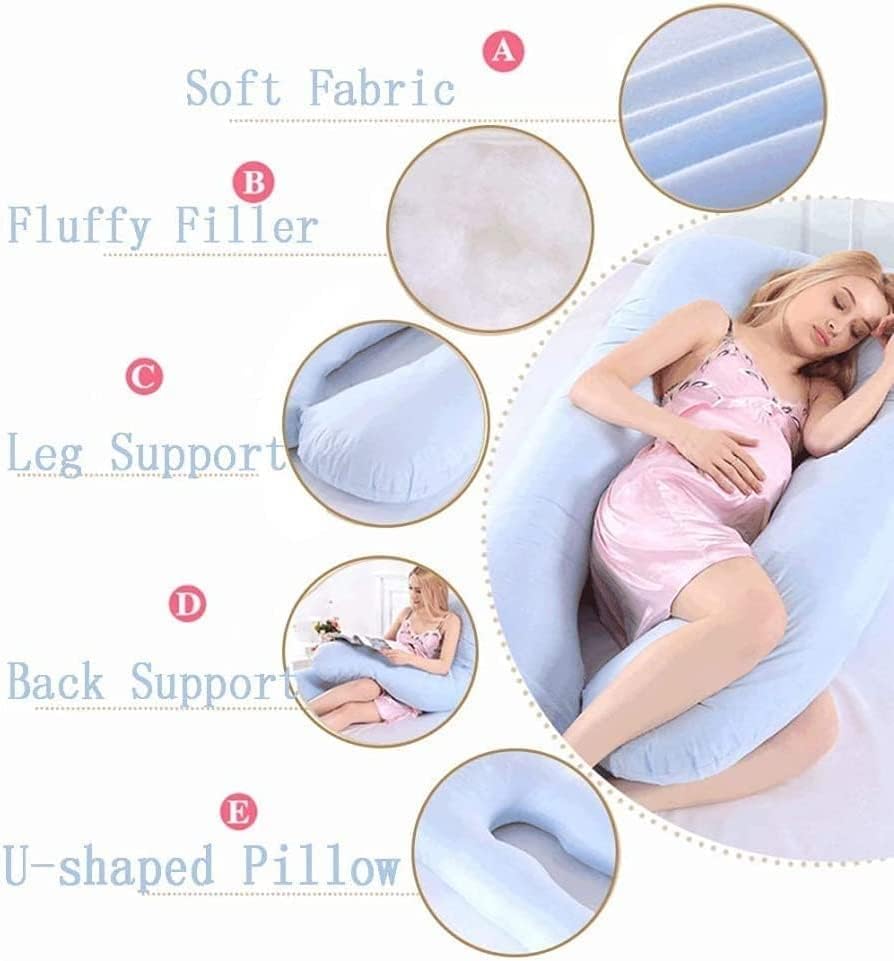 HACSYP U-образна възглавница за цялото тяло, възглавница за бременни и кърмещи Многофункционална Поддържаща възглавница за Бременни с подвижна хлопковым калъф (Цвят: