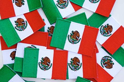 Графична Прах Мексикански Флаг Бродирани Желязо Нашивка Апликация Мексикански Флаг Костюм Униформи САМ Деним Яке