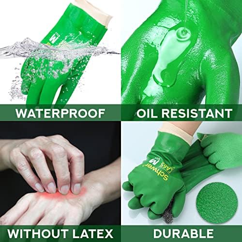 Ръкавици от PVC Schwer 11 , химически устойчиви, с подплата от бамбуково влакно срещу изпотяване и неприятна миризма, Водоустойчиви,