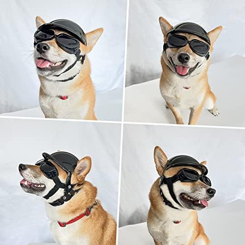Слънчеви очила и каска за кучета от Малките породи, Очила за Малки Кучета с защита от Uv, Ветрозащитный Мотоциклет Шлем за