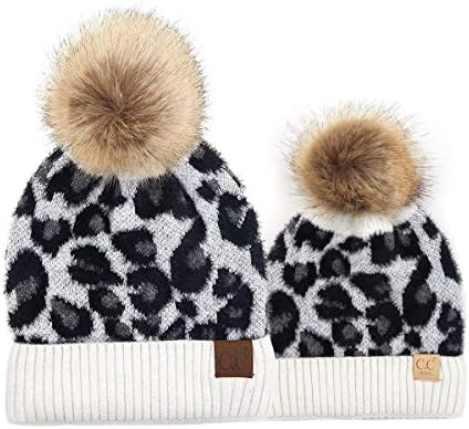Комплект зимни шапки за еднократна употреба-бини с pom-помераните, за жени или момичета/момчета в Фънки-Джанкет (Слонова кост)