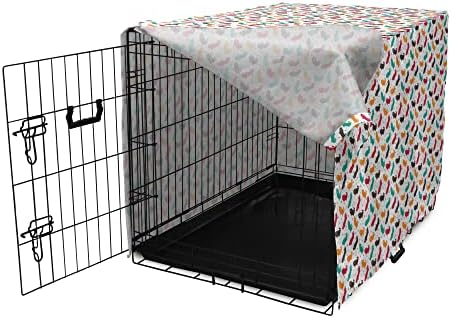 Foldout Забавен Калъф за клетка за кучета, Тематичен Модел за любителите на котки, Цветен Дизайн в Ретро стил, Котешки Лапи и Грах,