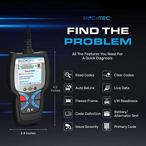 Инструмент за диагностика BLCKTEC 420 Bluetooth OBD2 Скенер - Четец на код на автомобила и скенер на автомобила - Пречиства контролен