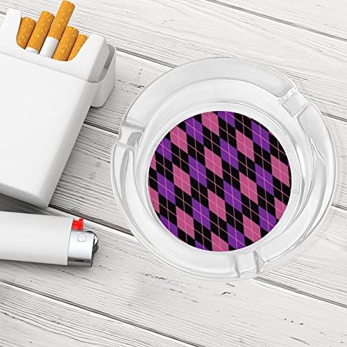 Розово-Лилава Стъклен Пепелник с Диаманти от Аргайла за Цигари и Пури Класически Кръгли Пепелници от Прозрачен Кристал