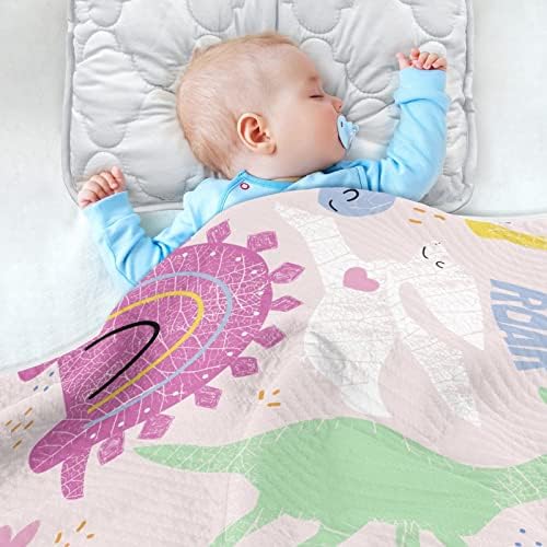 Пеленальное Одеяло с цветно Динозавром, Памучно Одеало за Бебета, Като Юрган, Леко Меко Пеленальное одеало за детско креватче,