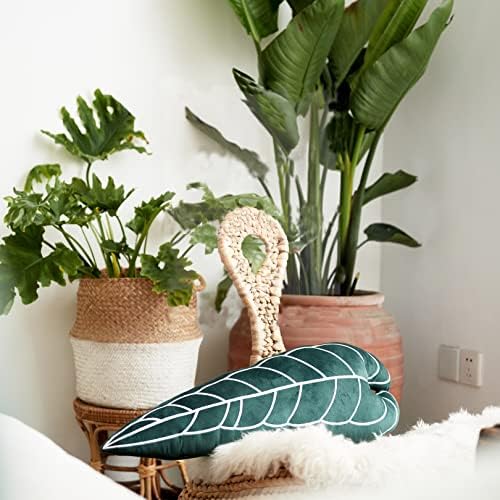 Възглавница с листа HXIFU, Възглавница във формата на растения, Плюшен Възглавница с Листа, Възглавница със Зелени Растения, Декоративни
