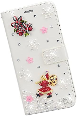 Калъф за телефон Фея Art Crystal Wallet е Съвместим с iPhone XS Max - Свирки на Дядо Коледа - Бял - 3D Кожен калъф ръчна