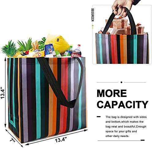 BeeGreen 6 Опаковки За многократна употреба пазарски Чанти-тоут за пазаруване, Големи Подаръци Пакети, Лека чанта за пазаруване на пазара на