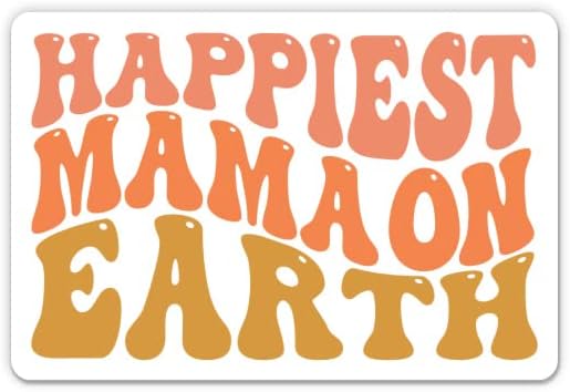 Стикер Най-щастливата майка на Земята - 3 Стикер за лаптоп - Водоустойчив Винил за колата, телефон, Бутилки с вода - Скъпа стикер в стил Бохо за мама-хипи