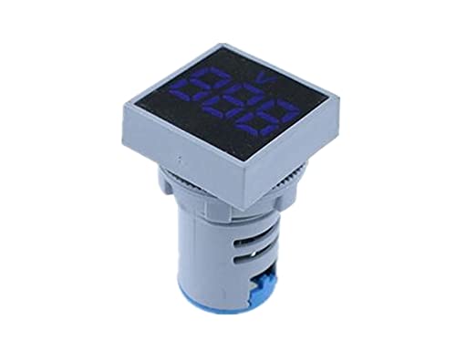 KDEGK 22 мм Мини Цифров Волтметър Квадратен ac 20-500 В Волта Тестер за напрежение на електромера Led Лампи Дисплей (Цвят: синьо)