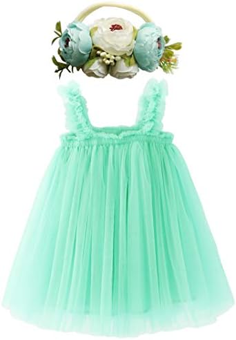 BGFKS/ Многослойно рокля-поличка от тюл за малки момичета, Комплект с дъгова пола-набор на Принцеса за момиченца и превръзка на главата с цветя модел.