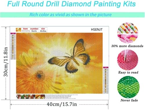 Направи си САМ 5D Диамантена Художествена Живопис Комплекти Жълти Цветя Пеперуда Diamond Художествен Занаят за Възрастни и Деца, Пълна